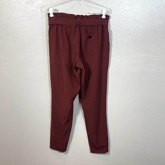 Athleta Skyline Pants Rust Red Paper bag Tie Belt size size 2 - Picture 7 of 9